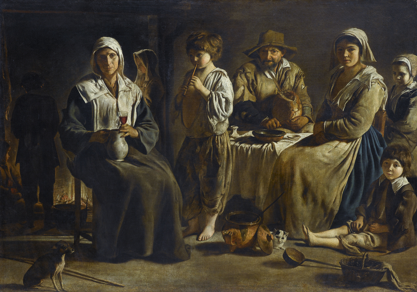 Famille de paysans dans un intÈrieur