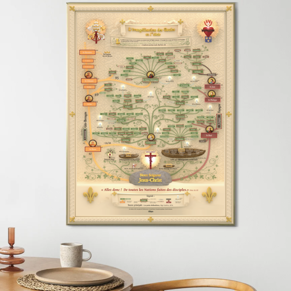 Carte de l’Évangélisation Apostoliques des Gaules au Ier siècle – Grand format
