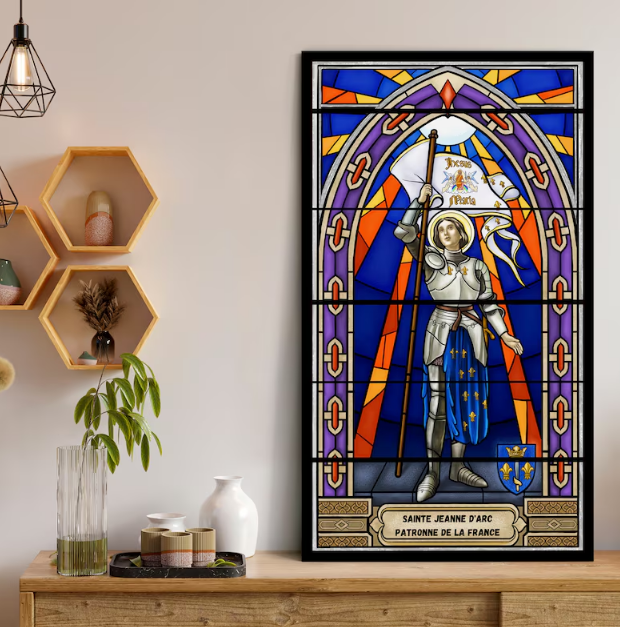 Sainte Jeanne d'Arc : Art mural style vitrail