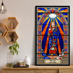 Saint Louis, roi de France, art mural style vitrail